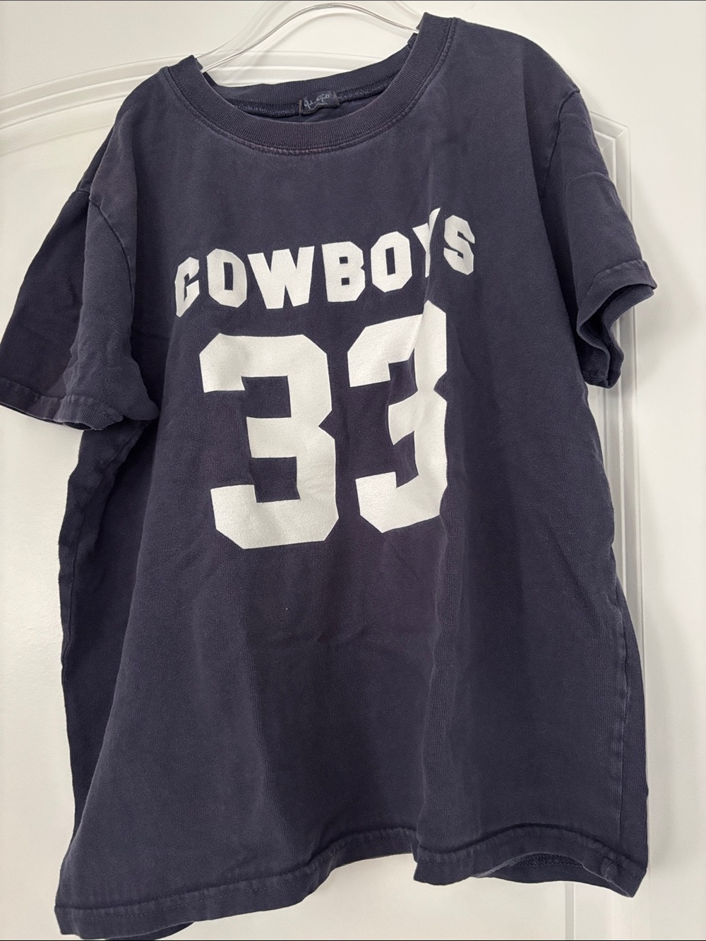 Brandy Melville Navy Tee with White 'COWBOYS 33' Graphic